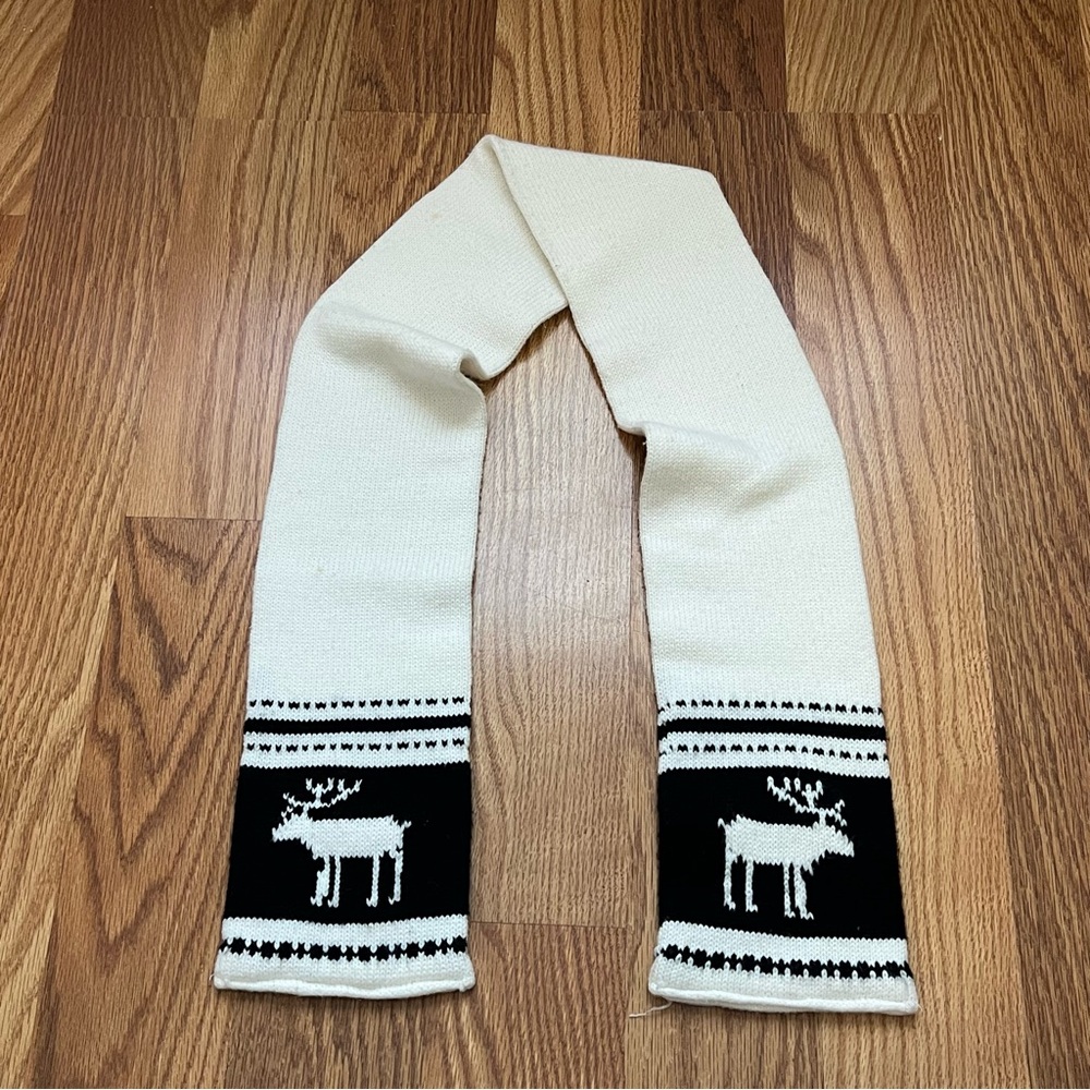 Cream and Black Reindeer Scarf